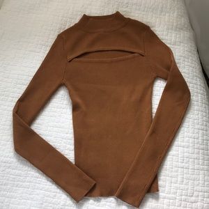 Brown cut out sweater